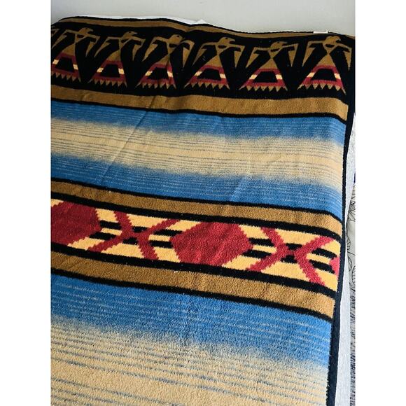 Vtg BIEDERLACK Blanket Throw Western Native Aztec Southwestern Thunderbird Eagle - Picture 6 of 14